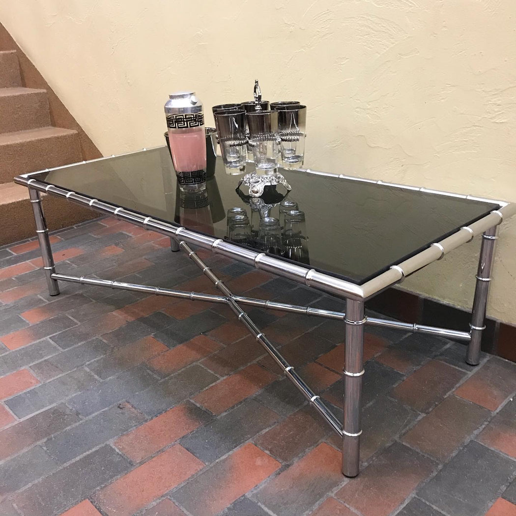 Chrome + Smoked Glass Tables