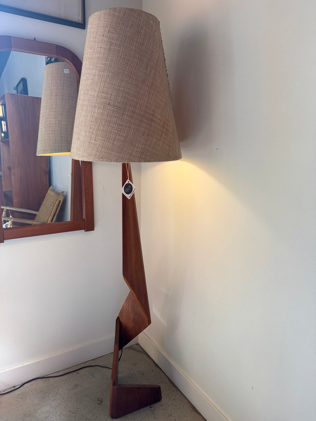 Teak Zig Zag Floor Lamp