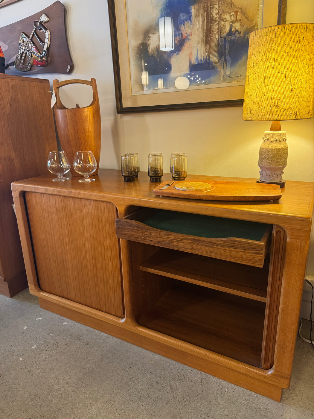Mid Century Teak Tambour Door Cabinet