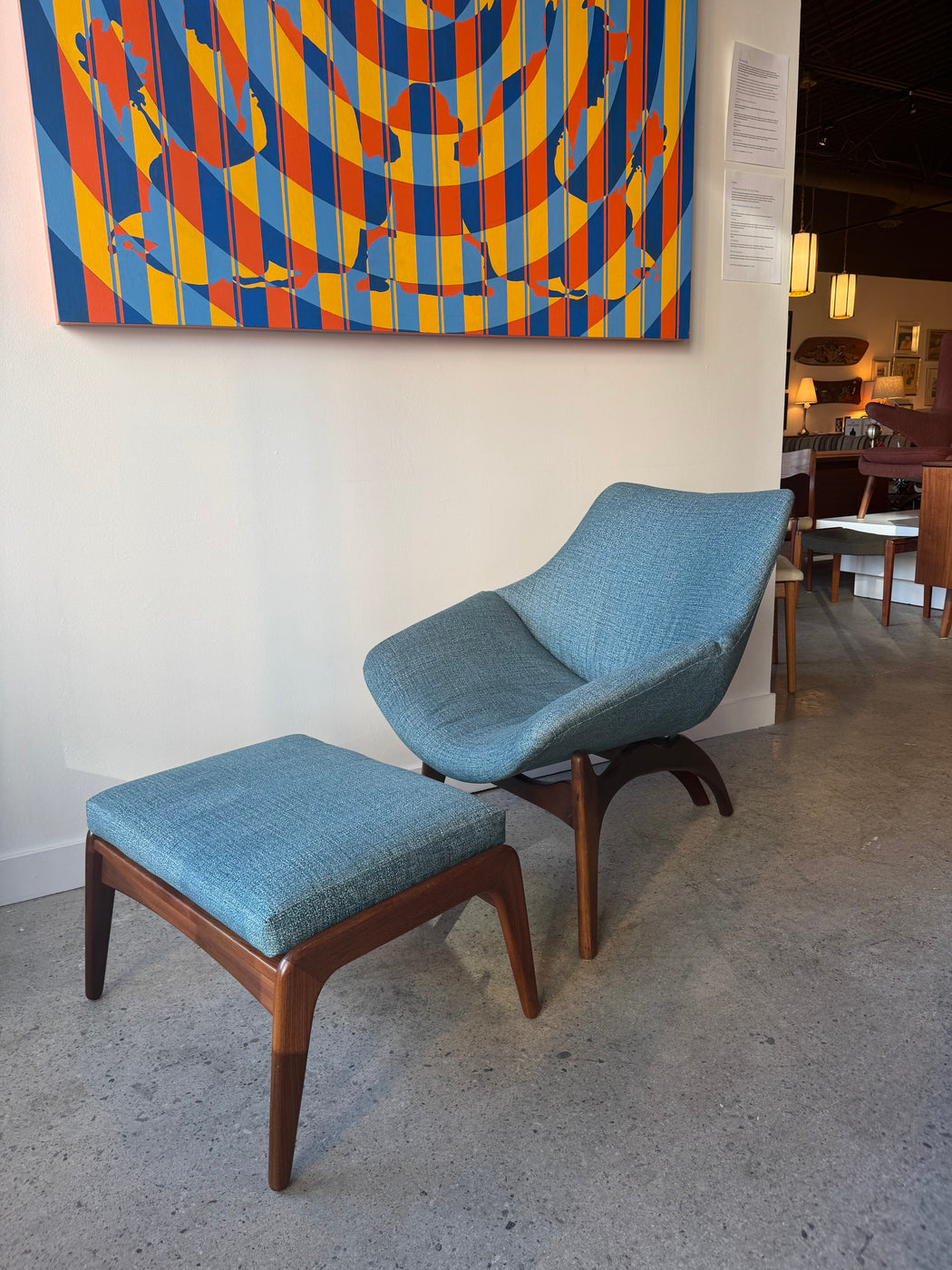 Vintage Atomic Chair + Ottoman