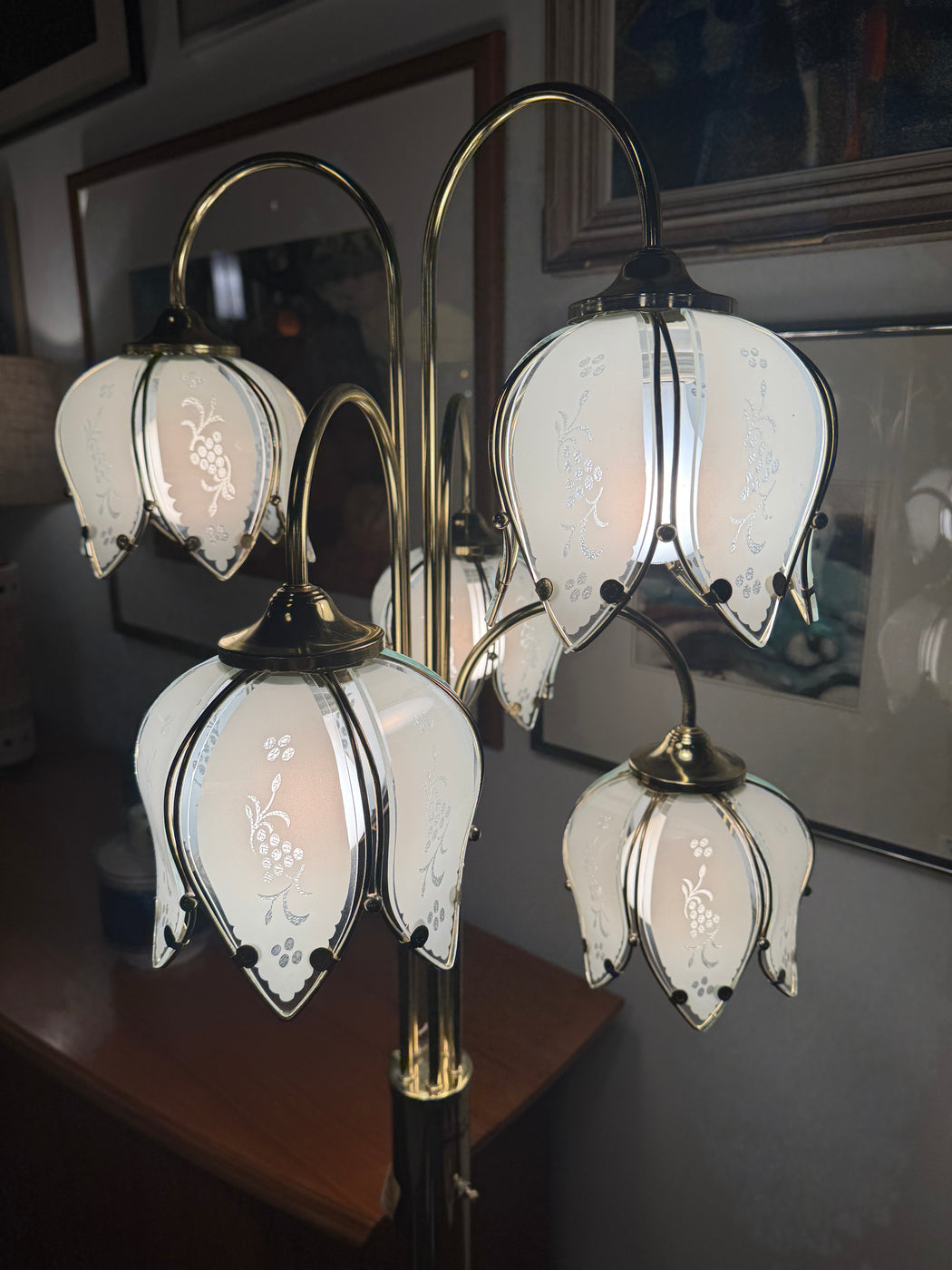 Vintage Brass Tulip Floor Lamp