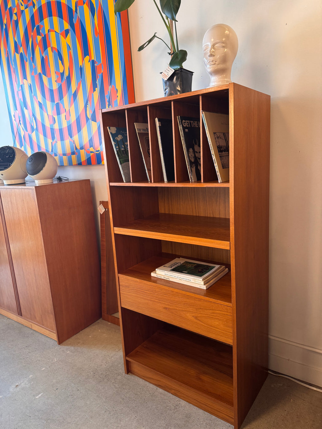 Teak Record Shelf