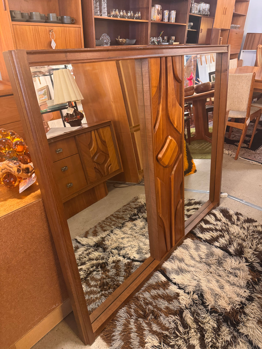 Walnut Brutalist Mirror