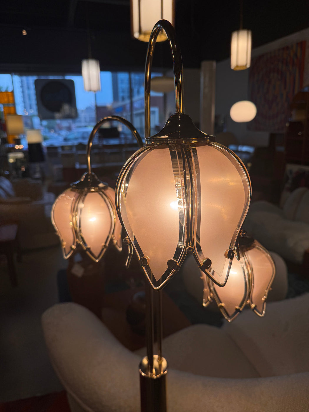 Vintage Brass Tulip Floor Lamp
