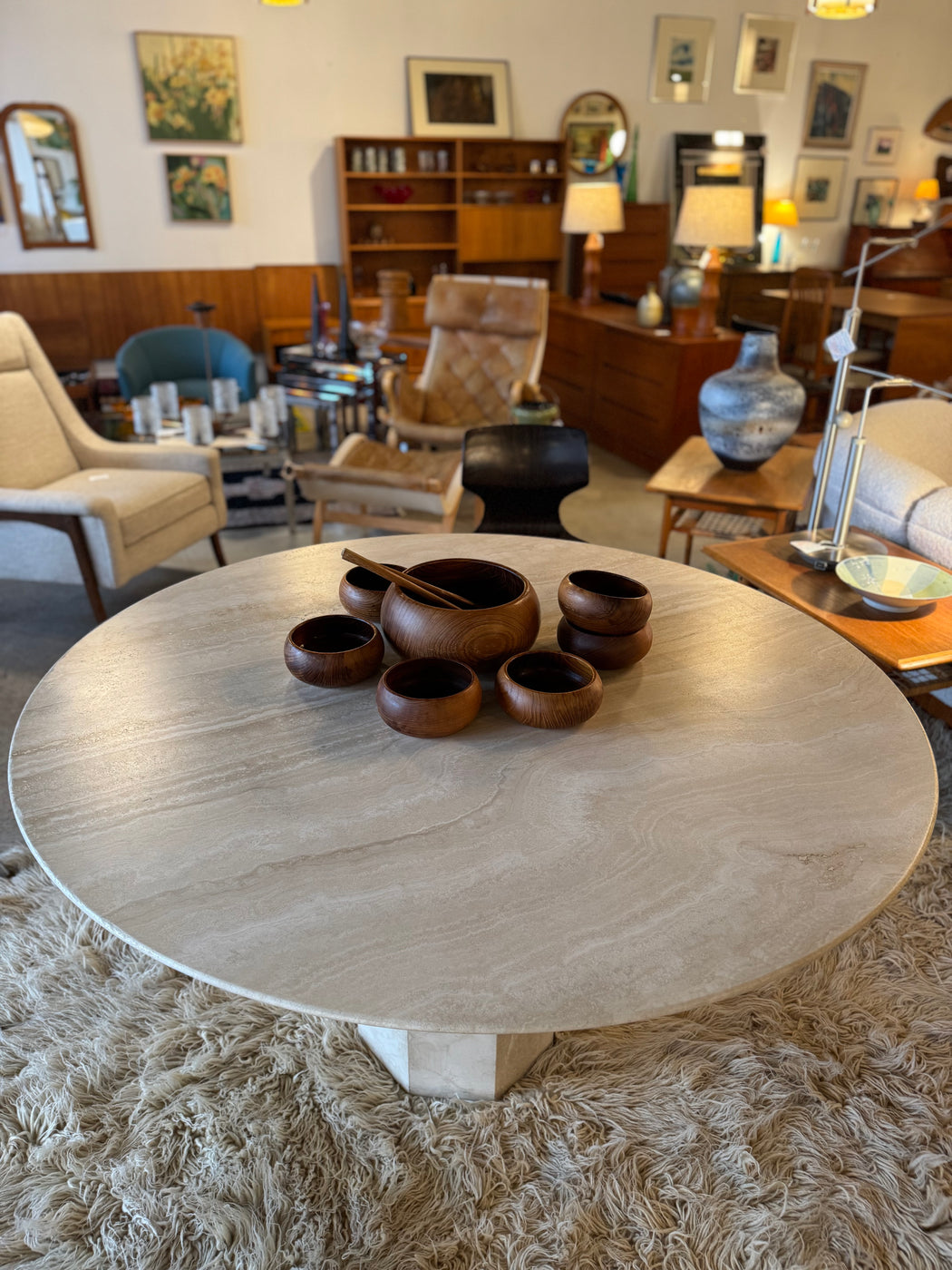 1990s Italian Travertine Table
