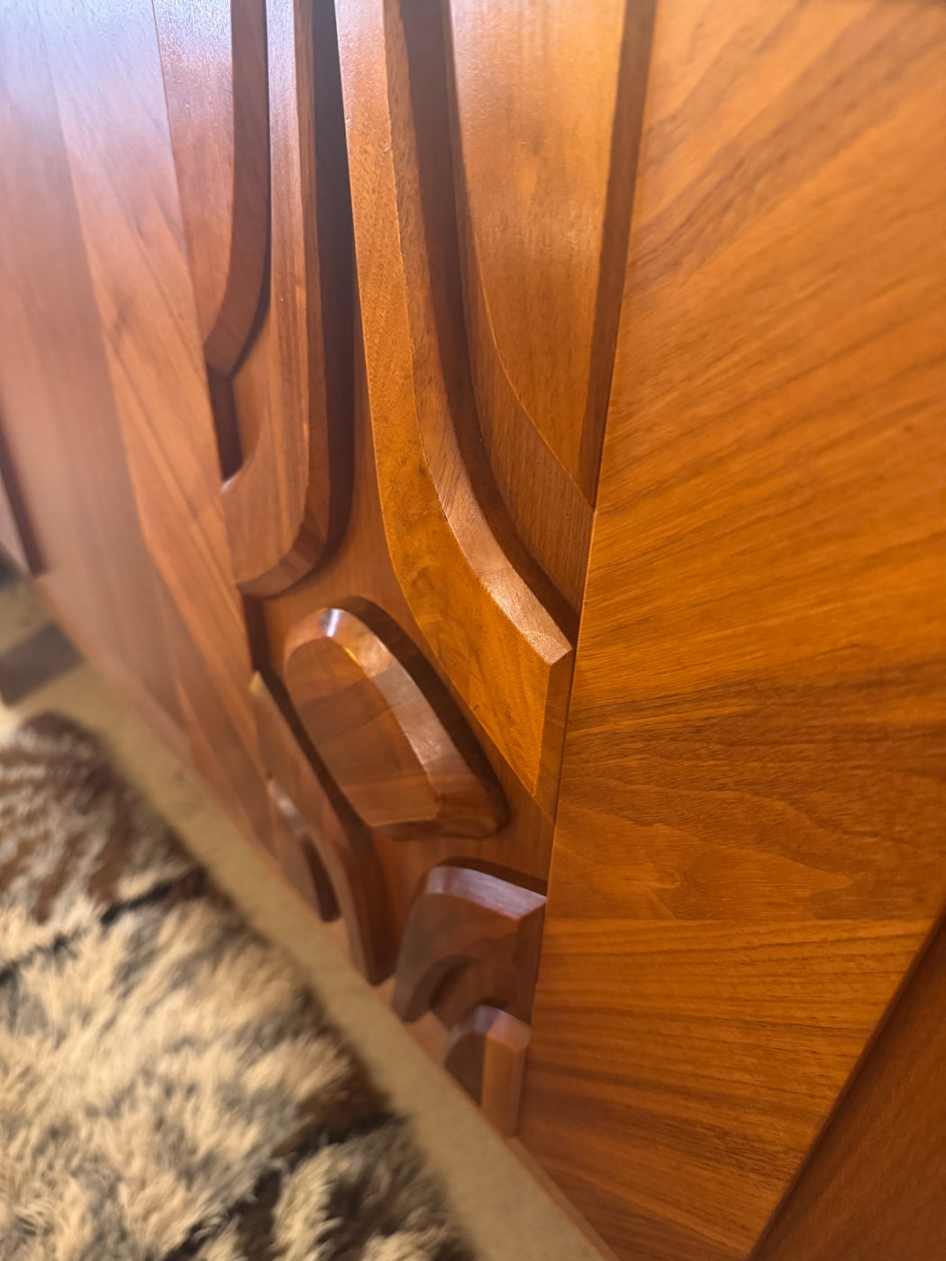 Walnut Brutalist Queen Headboard