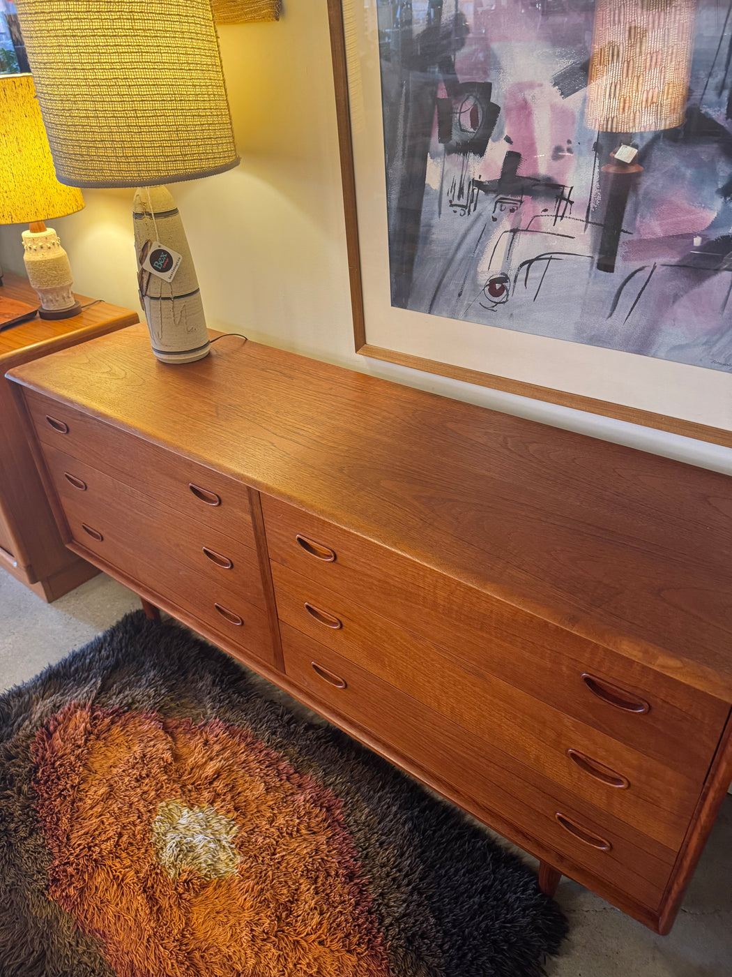 Teak Six Drawer Dresser