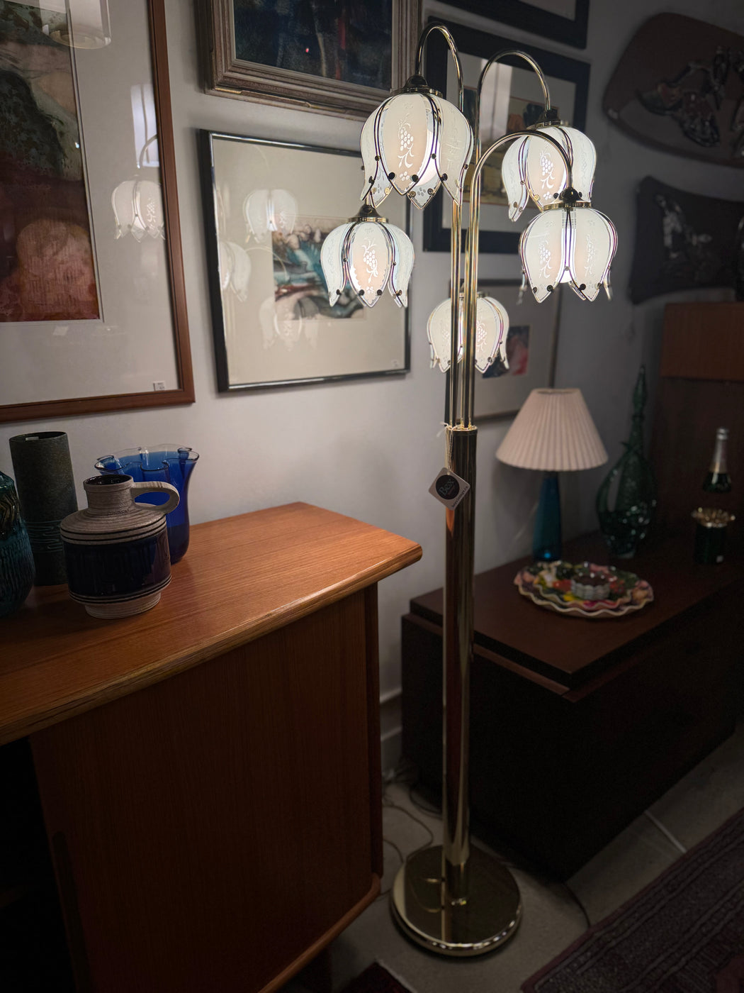 Vintage Brass Tulip Floor Lamp
