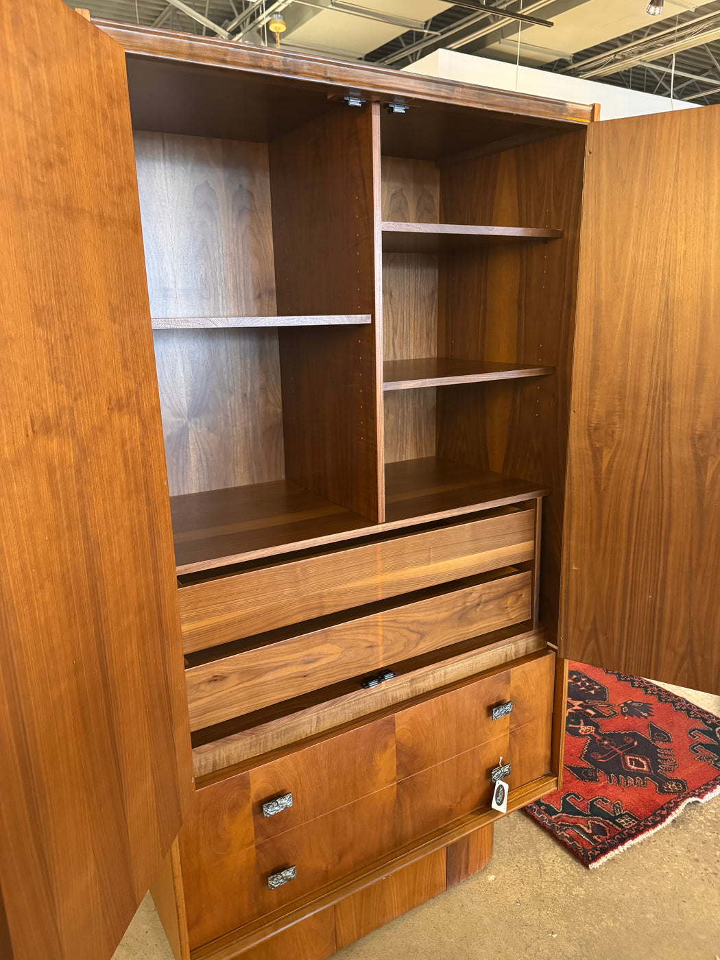 Walnut Brutalist Wardrobe Dresser