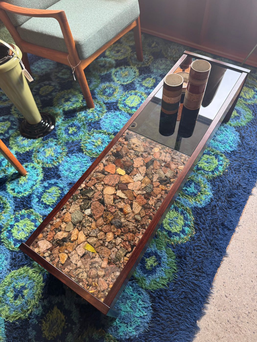Rosewood + Glass Coffee Table