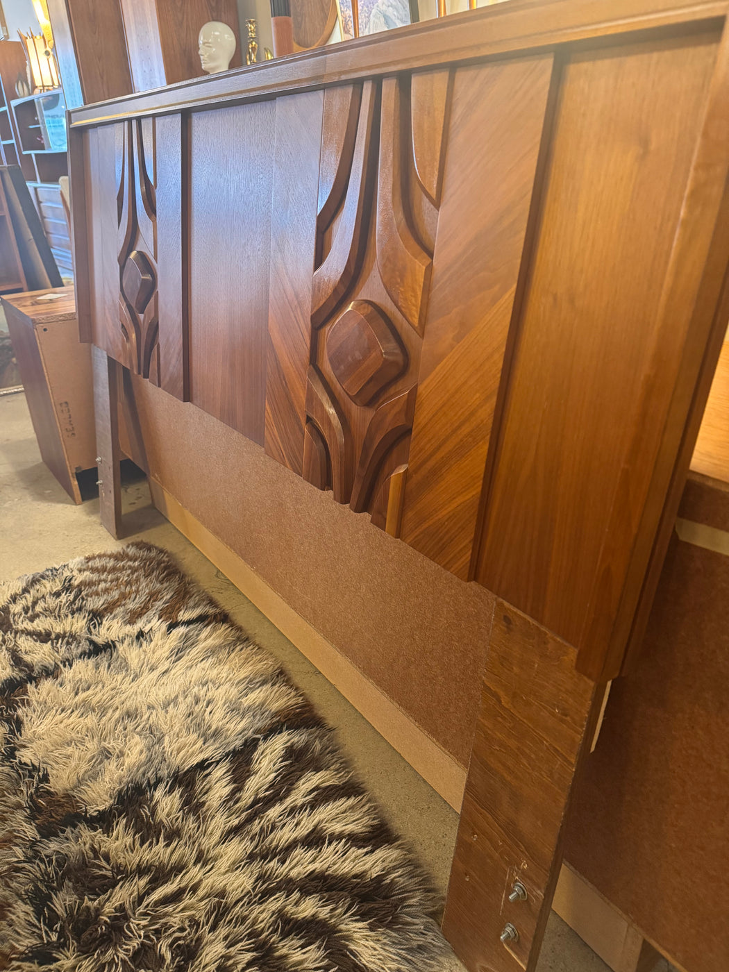 Walnut Brutalist Queen Headboard