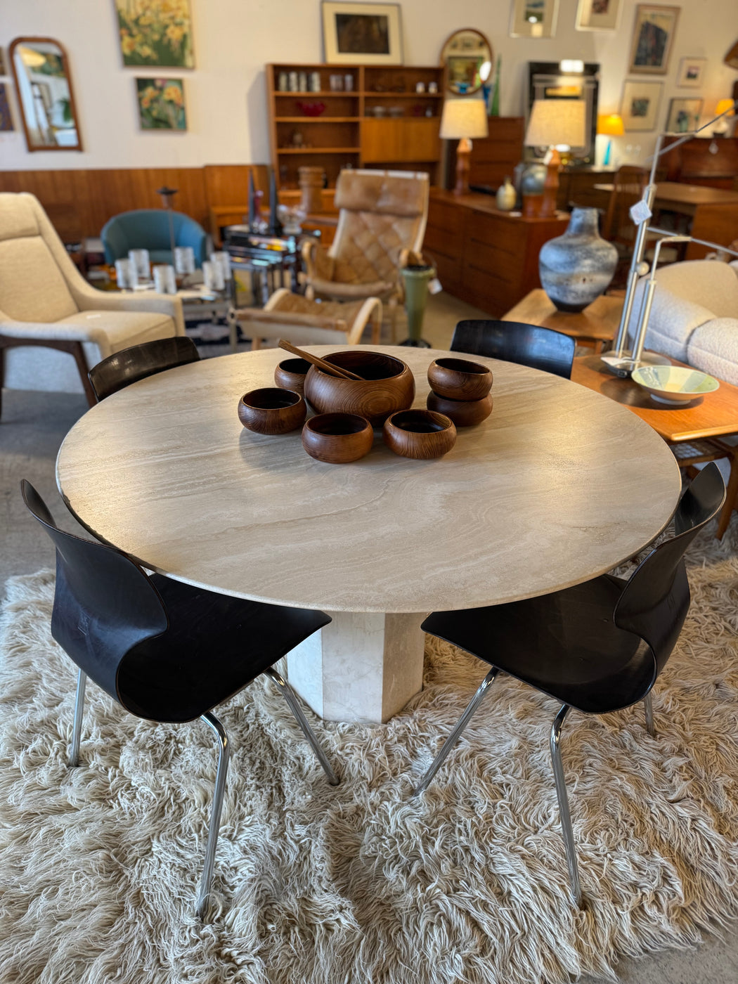 1990s Italian Travertine Table
