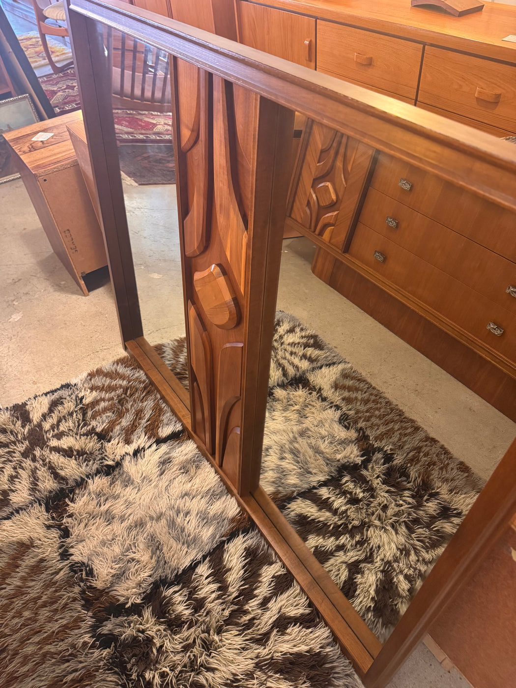 Walnut Brutalist Mirror