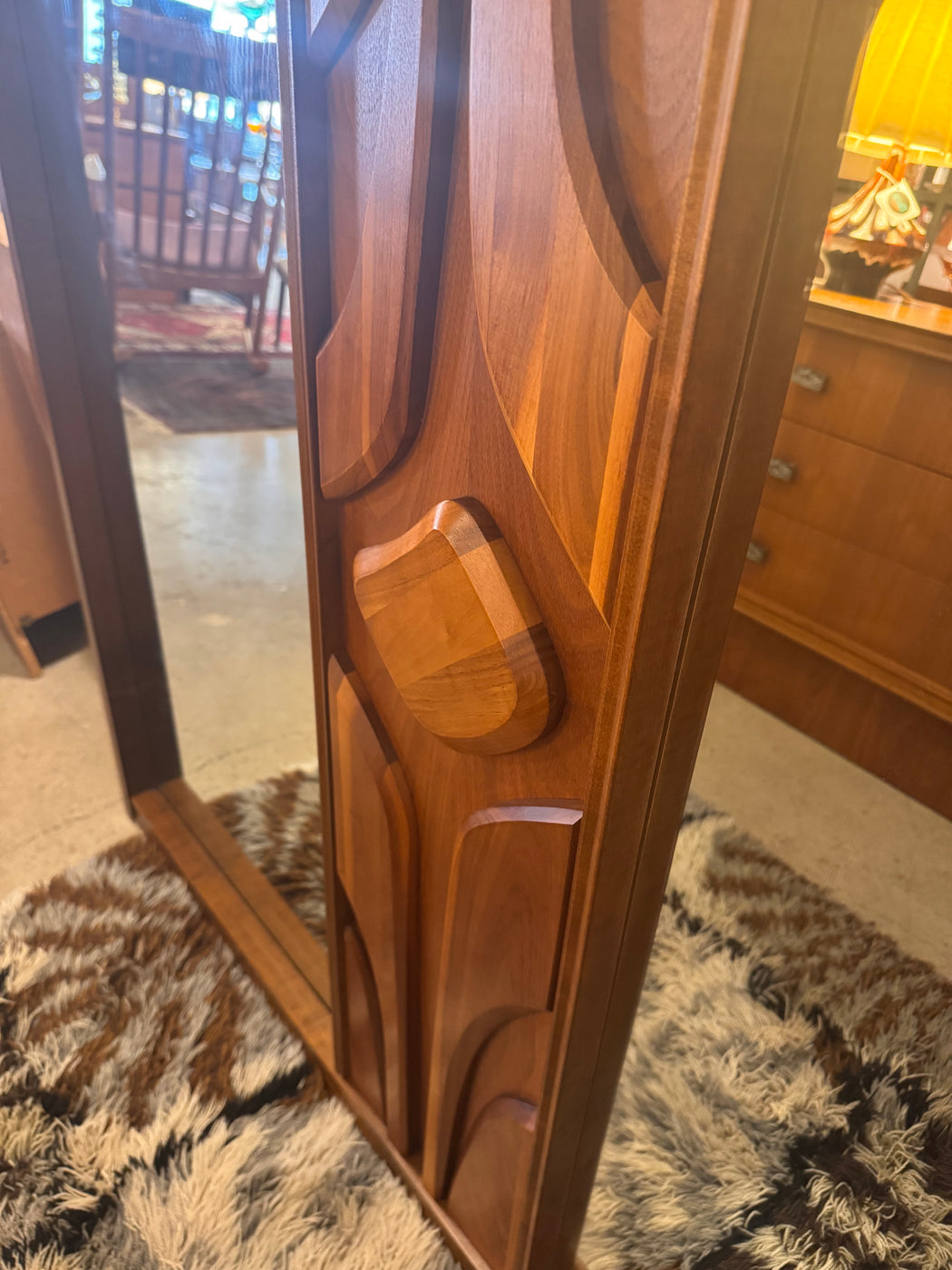 Walnut Brutalist Mirror