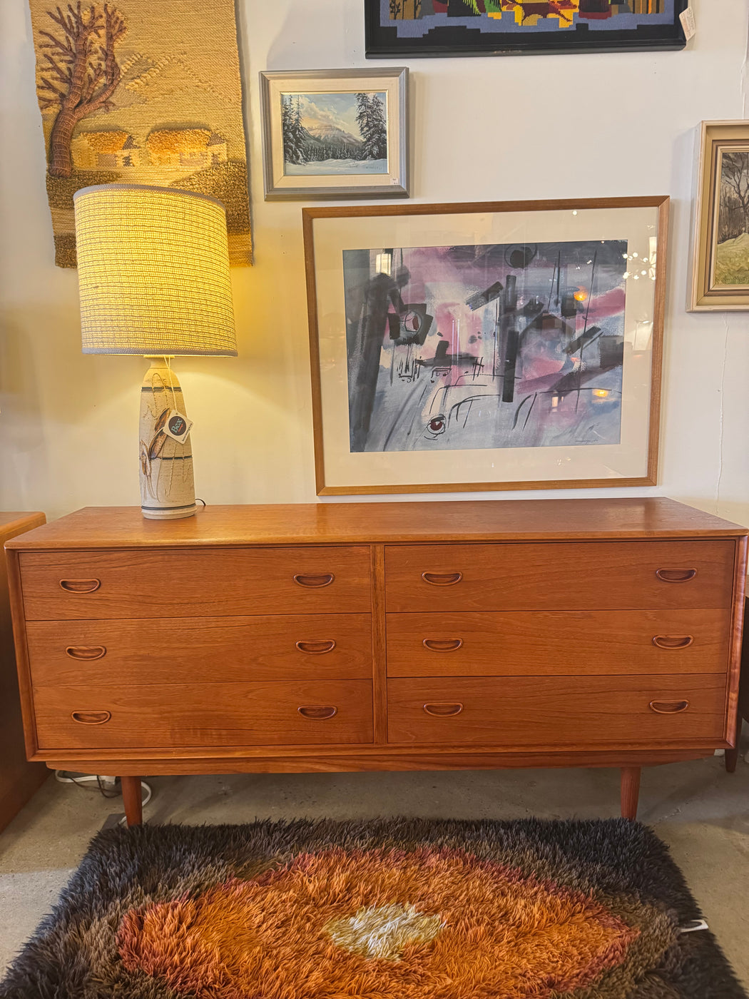 Teak Six Drawer Dresser