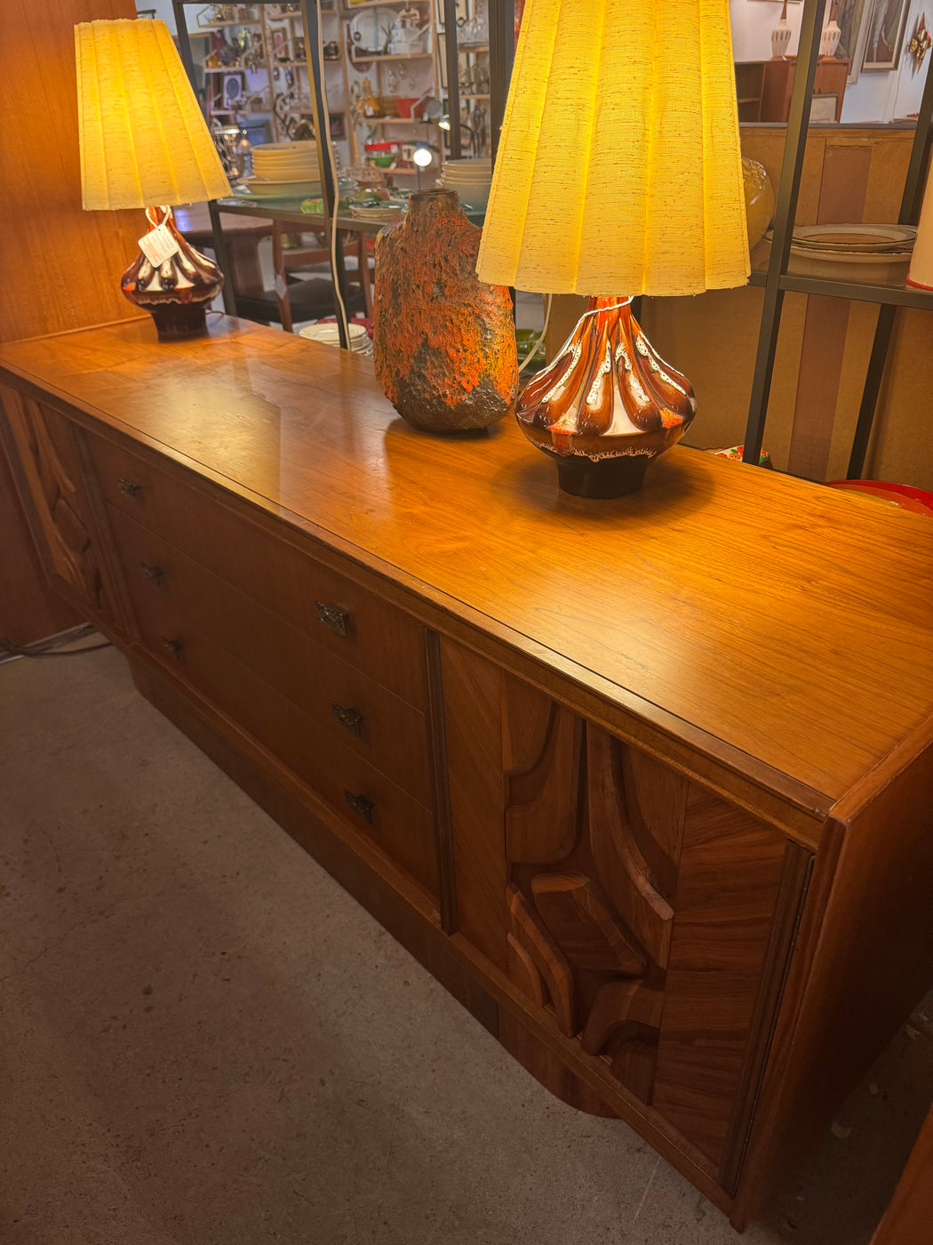 Walnut Brutalist Dresser Credenza