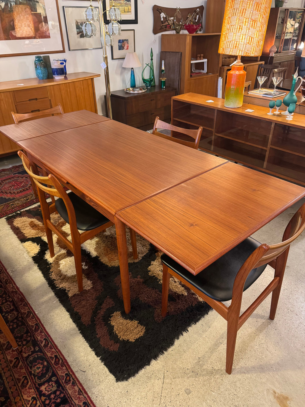 Danish Teak Draw Leaf Table