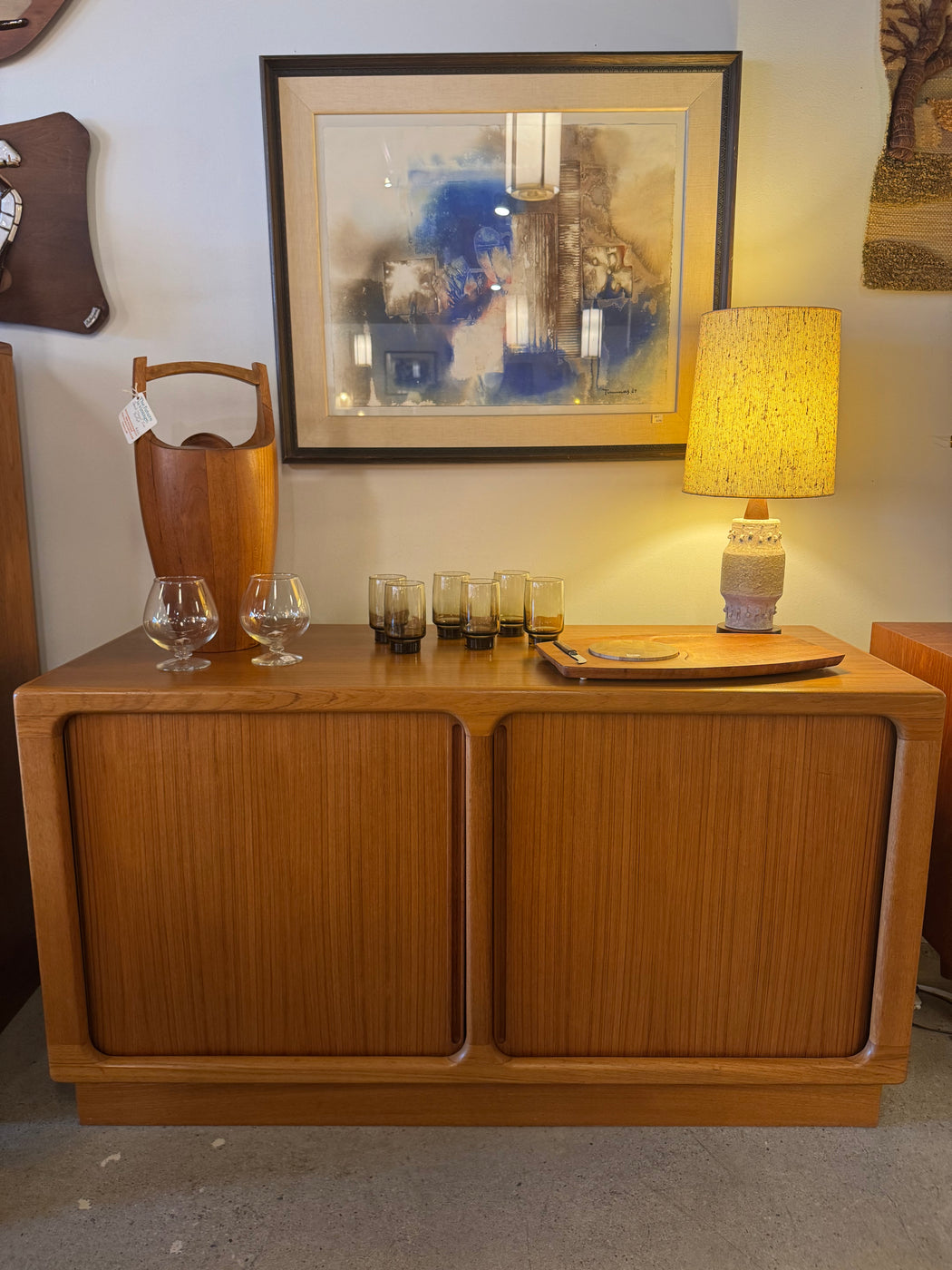 Mid Century Teak Tambour Door Cabinet