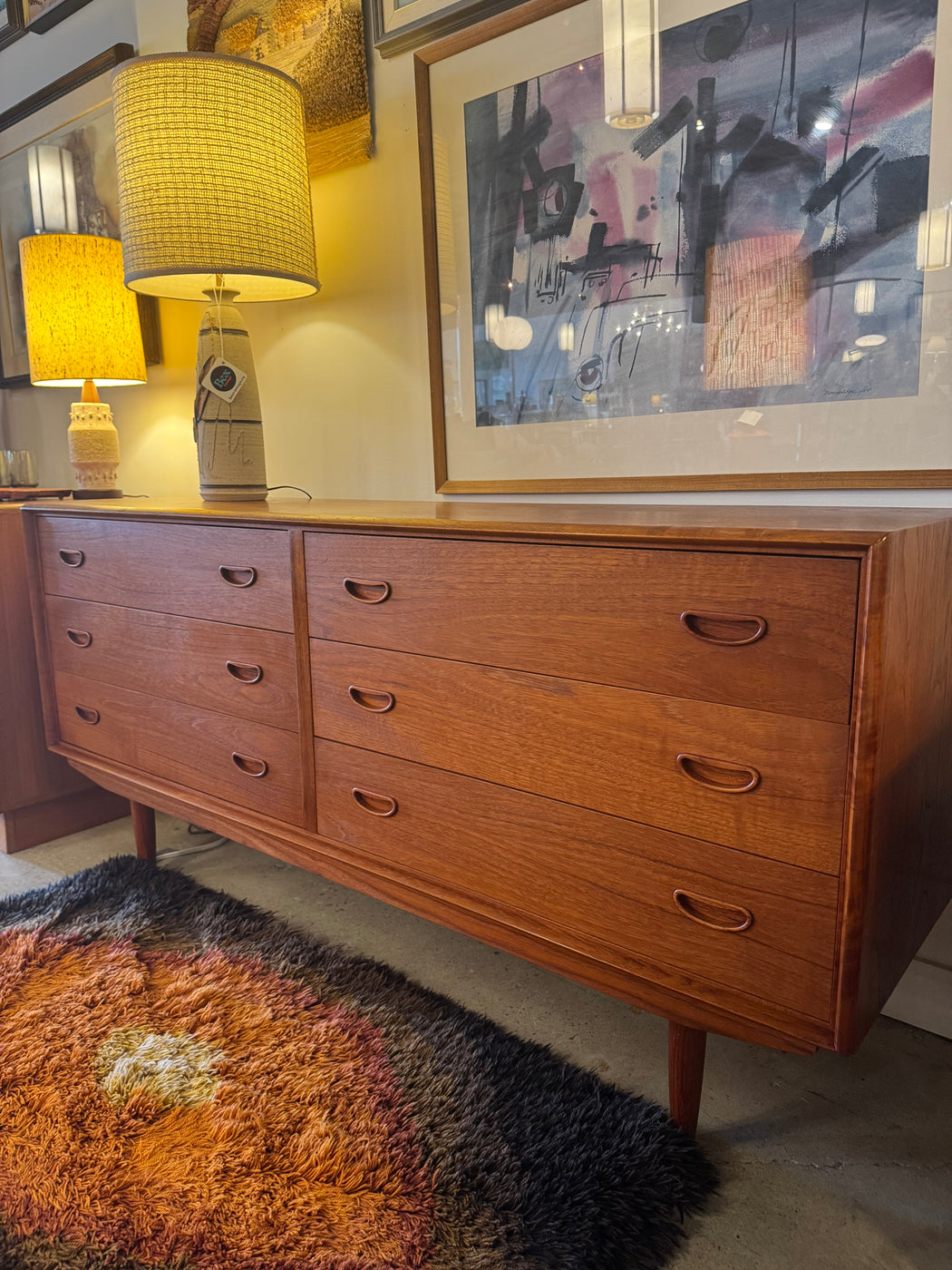 Teak Six Drawer Dresser