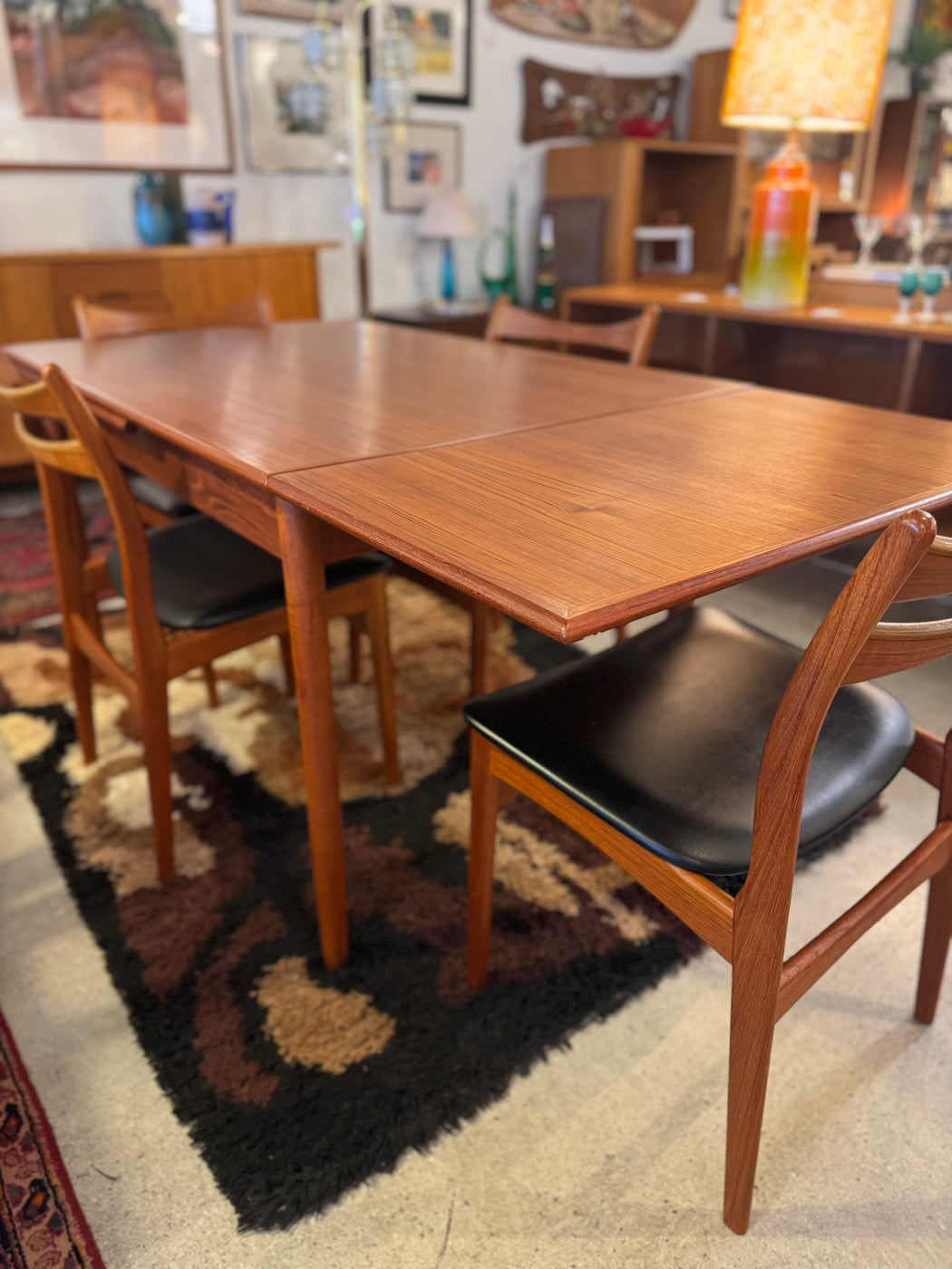 Danish Teak Draw Leaf Table