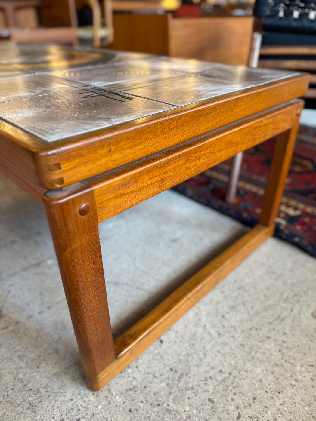 Danish Teak + Tile Coffee Table