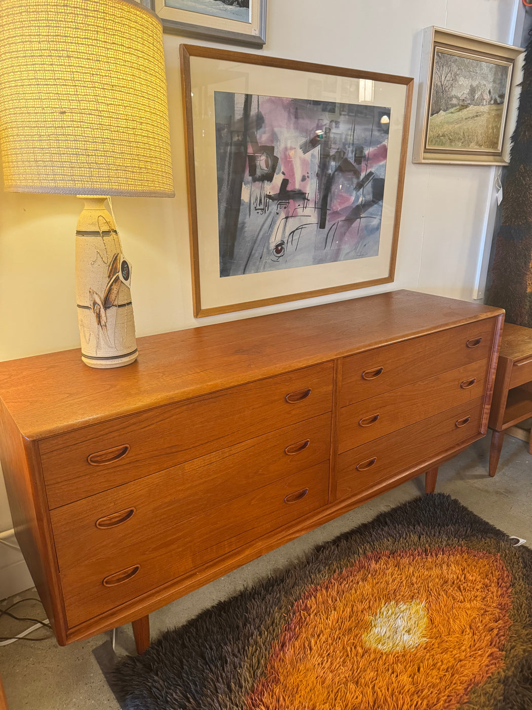 Teak Six Drawer Dresser