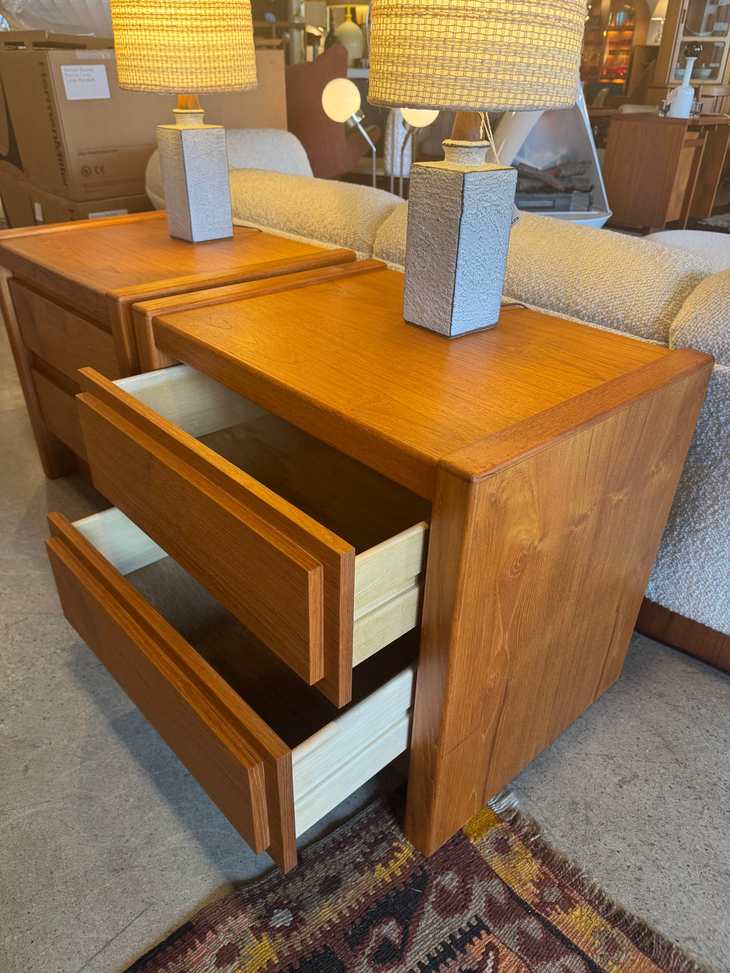 Teak Nightstands Pair