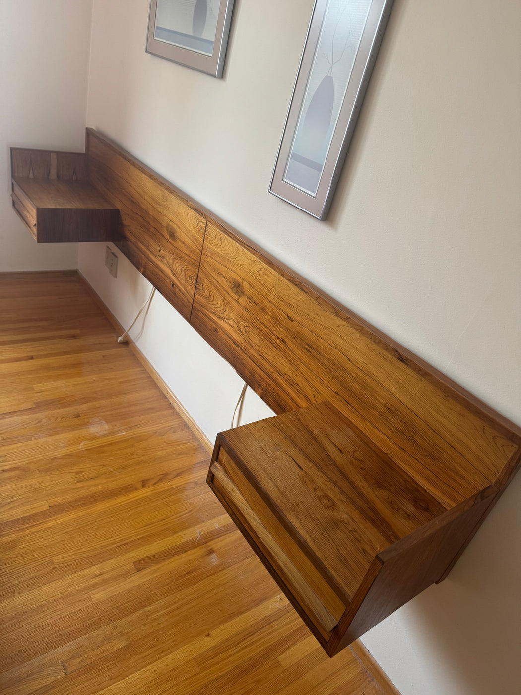 Rosewood Queen Headboard With Floating Nightstands