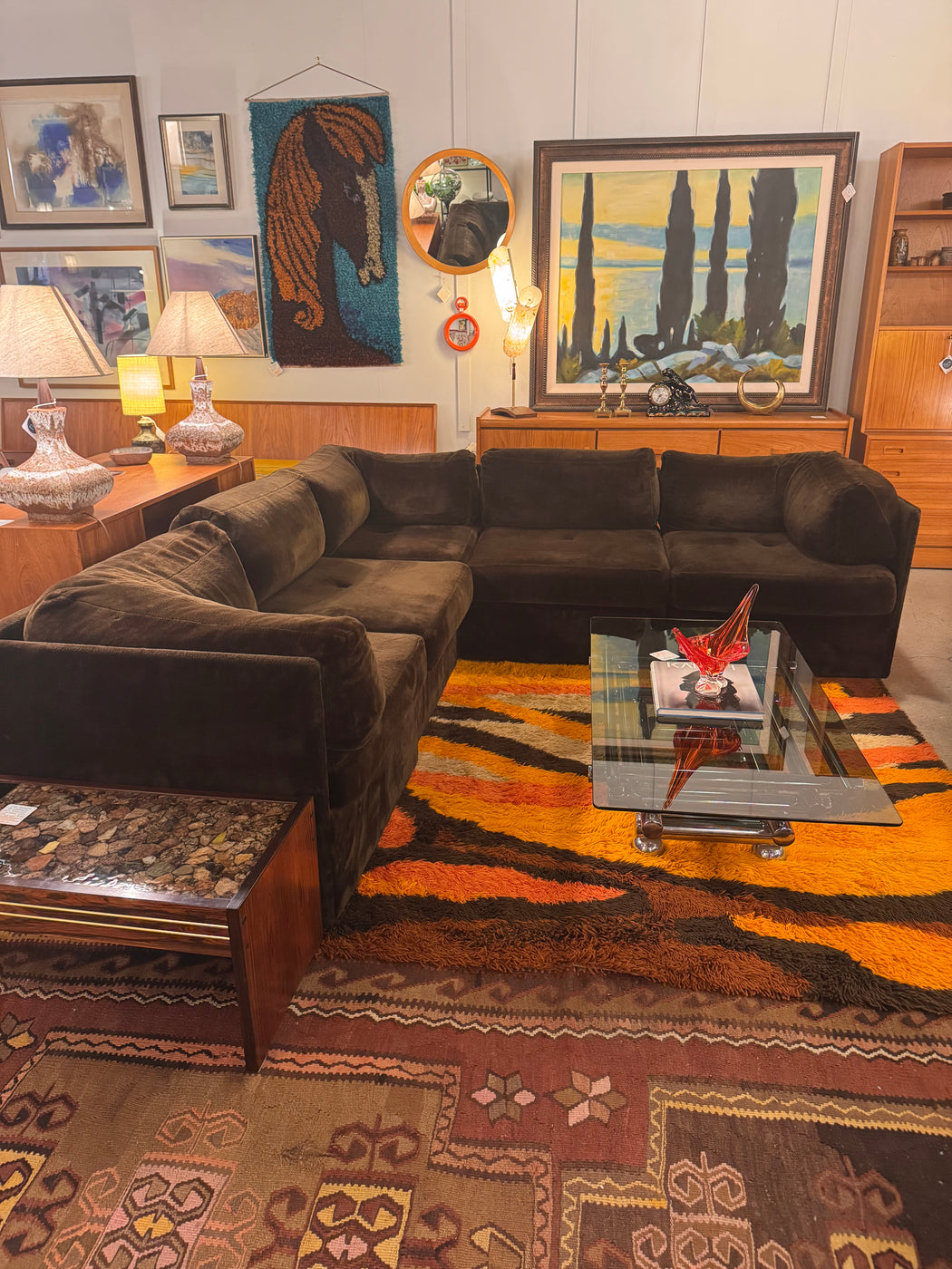 70s Plush Sectional Sofa