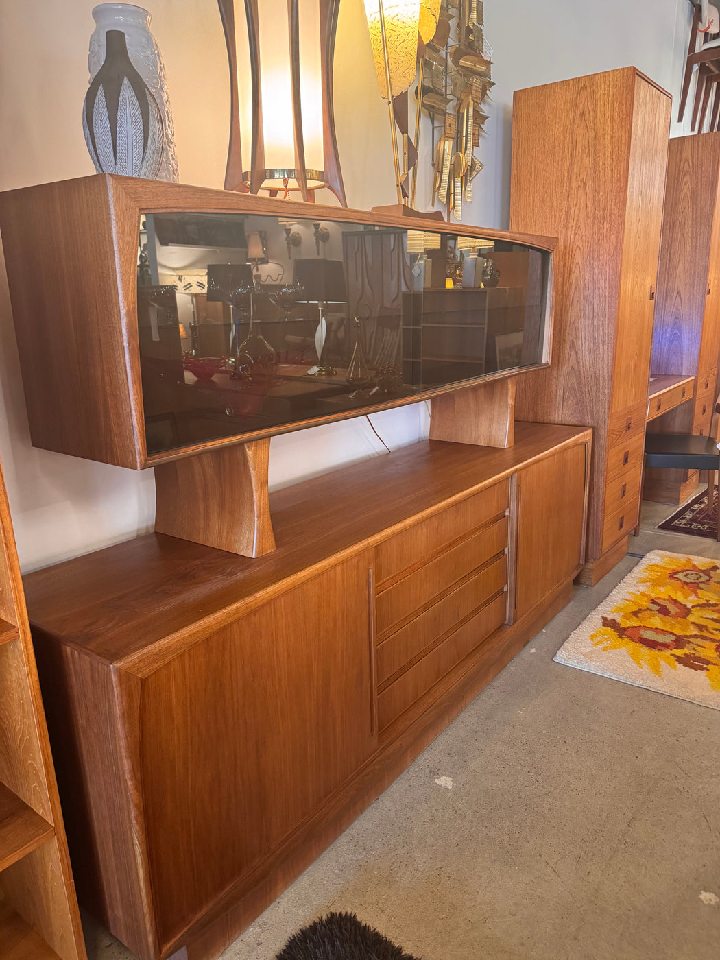 70s Danish Teak Credenza + Hutch