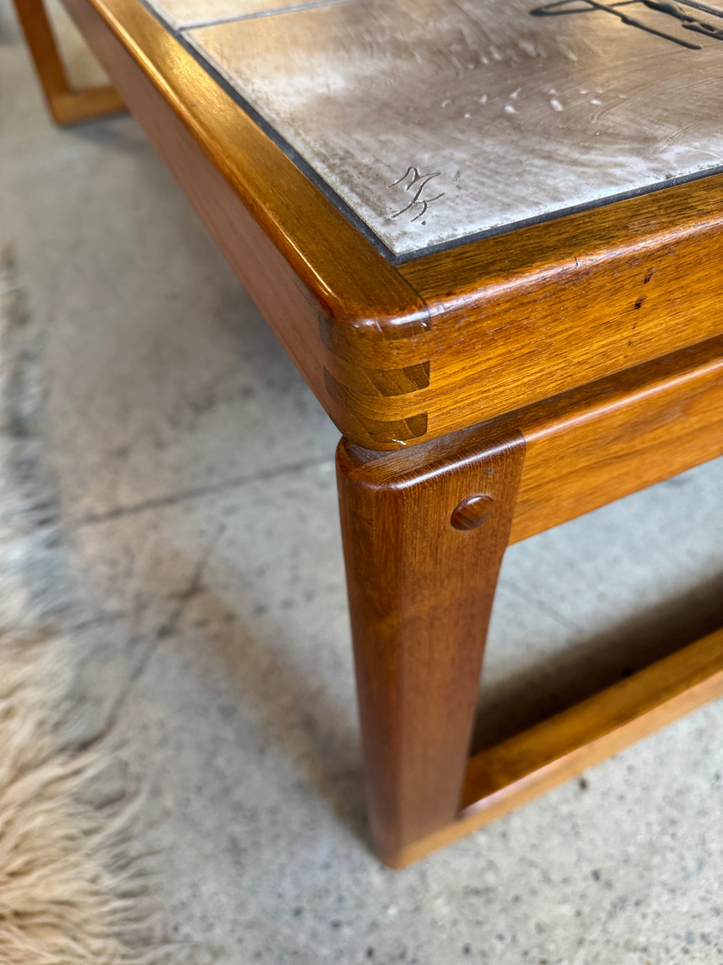 Danish Teak + Tile Coffee Table