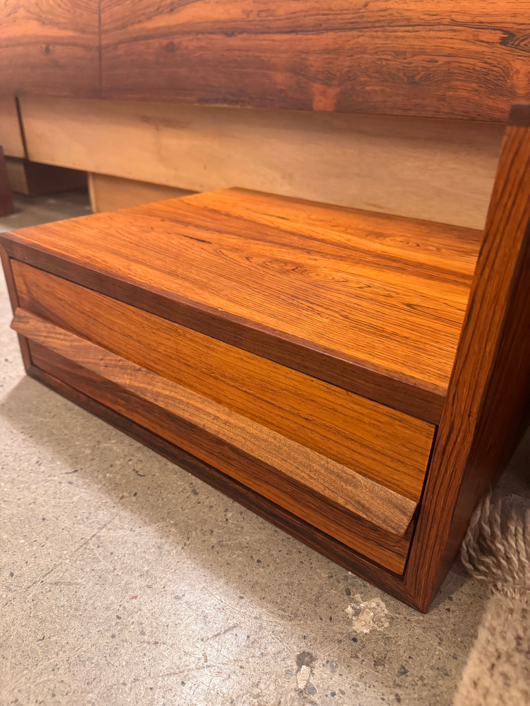 Rosewood Queen Headboard With Floating Nightstands