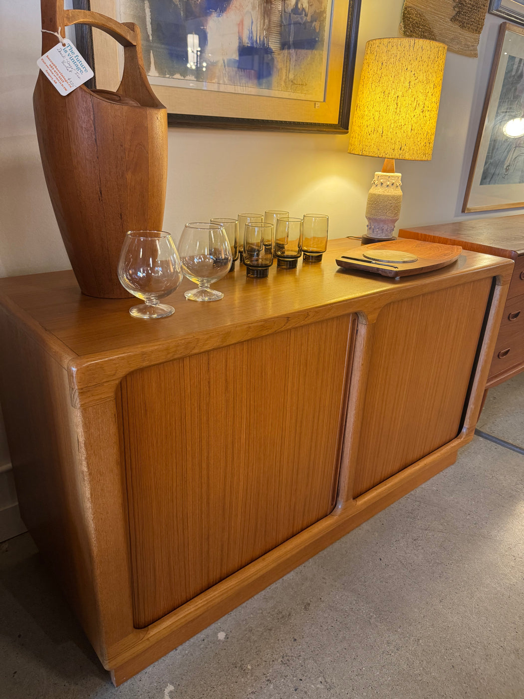 Mid Century Teak Tambour Door Cabinet