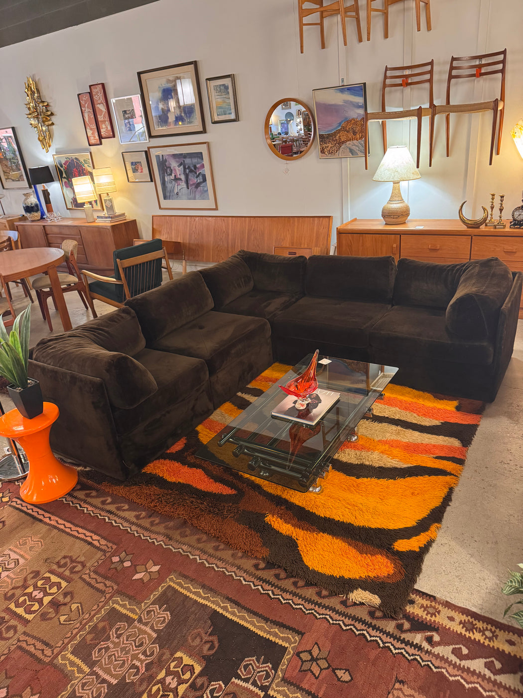 70s Plush Sectional Sofa