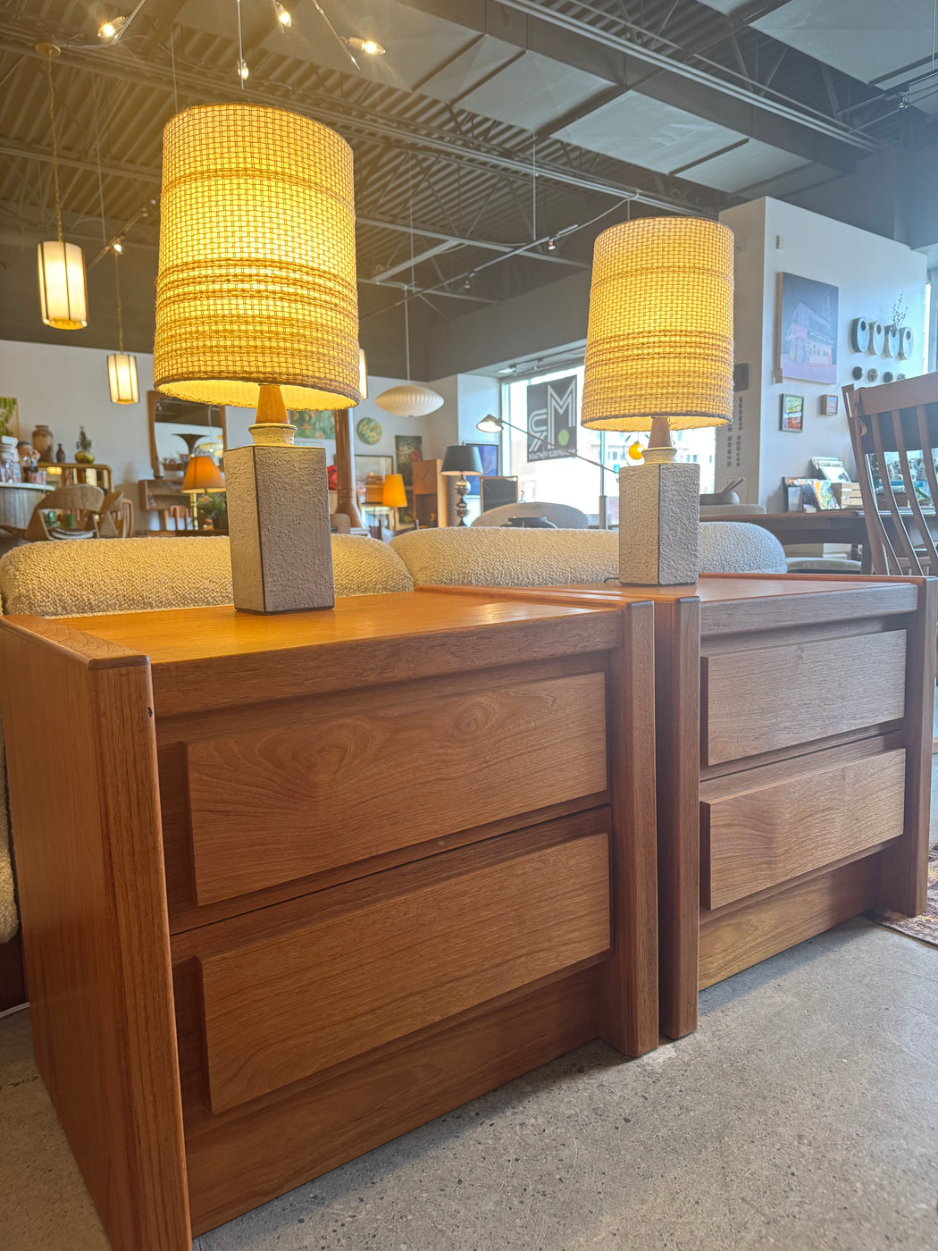 Teak Nightstands Pair