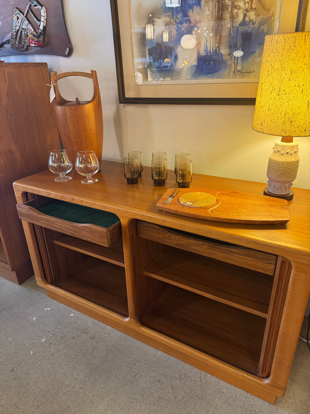 Mid Century Teak Tambour Door Cabinet