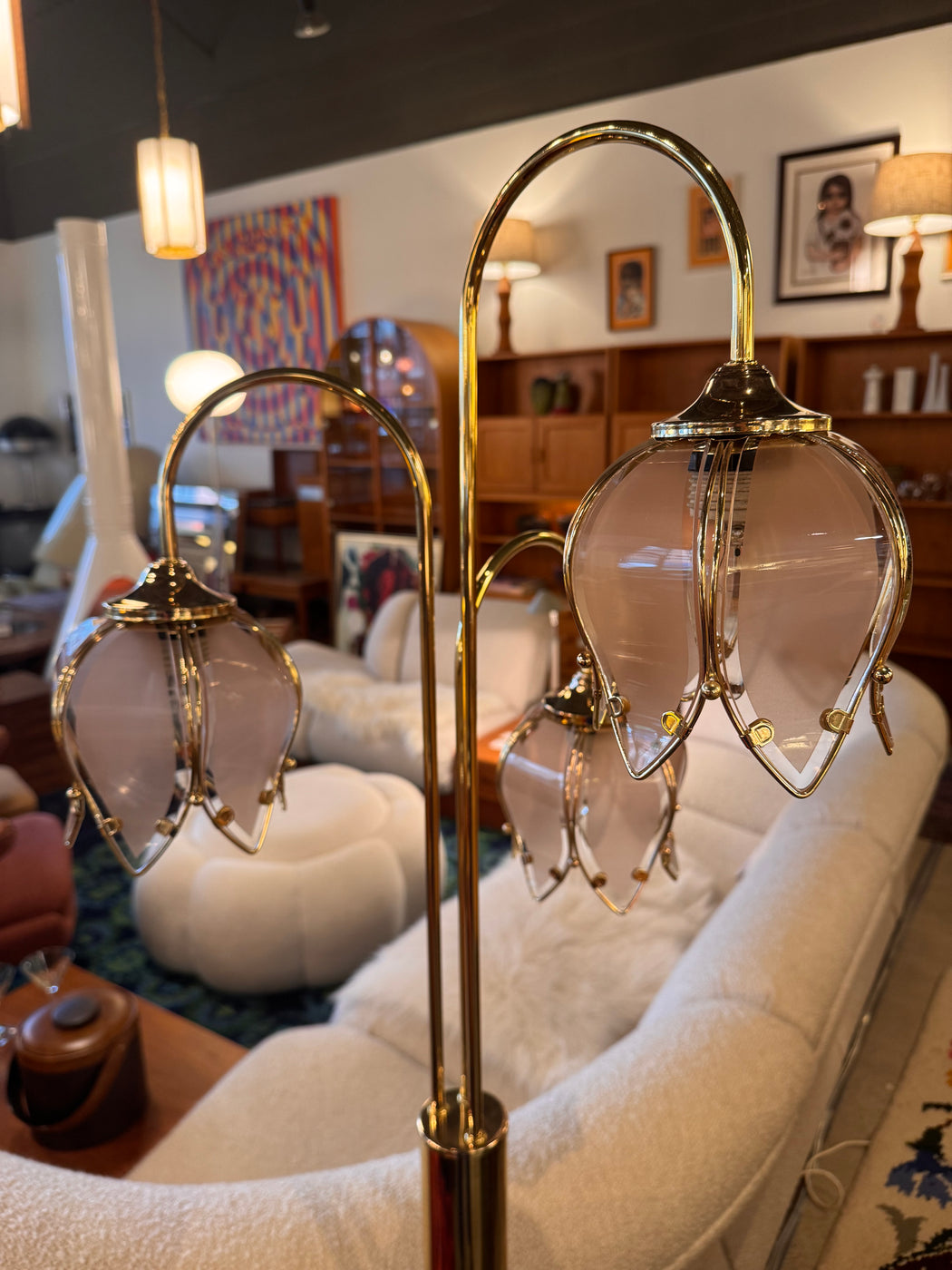 Vintage Brass Tulip Floor Lamp