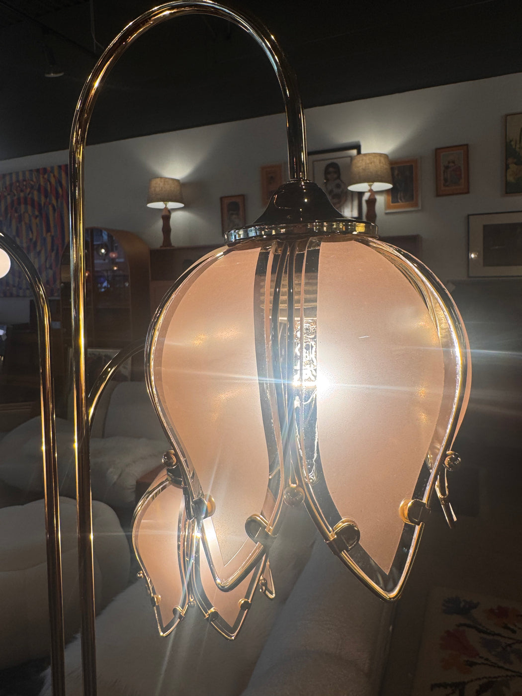 Vintage Brass Tulip Floor Lamp