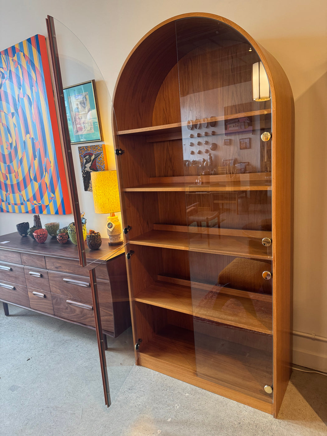 Vintage Teak Arched Cabinet