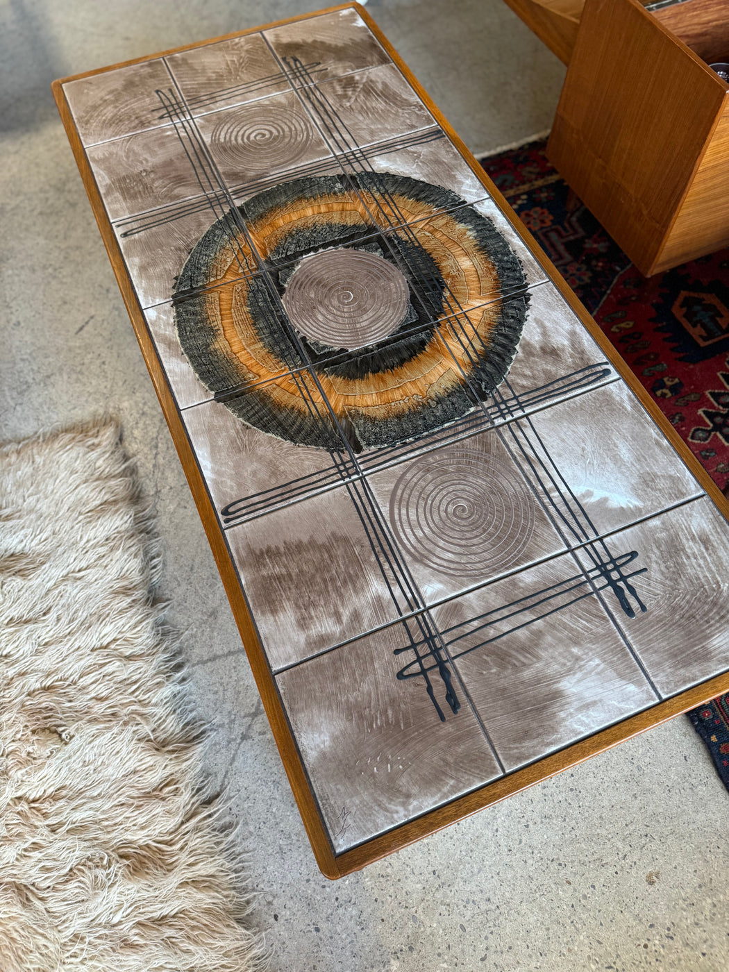 Danish Teak + Tile Coffee Table