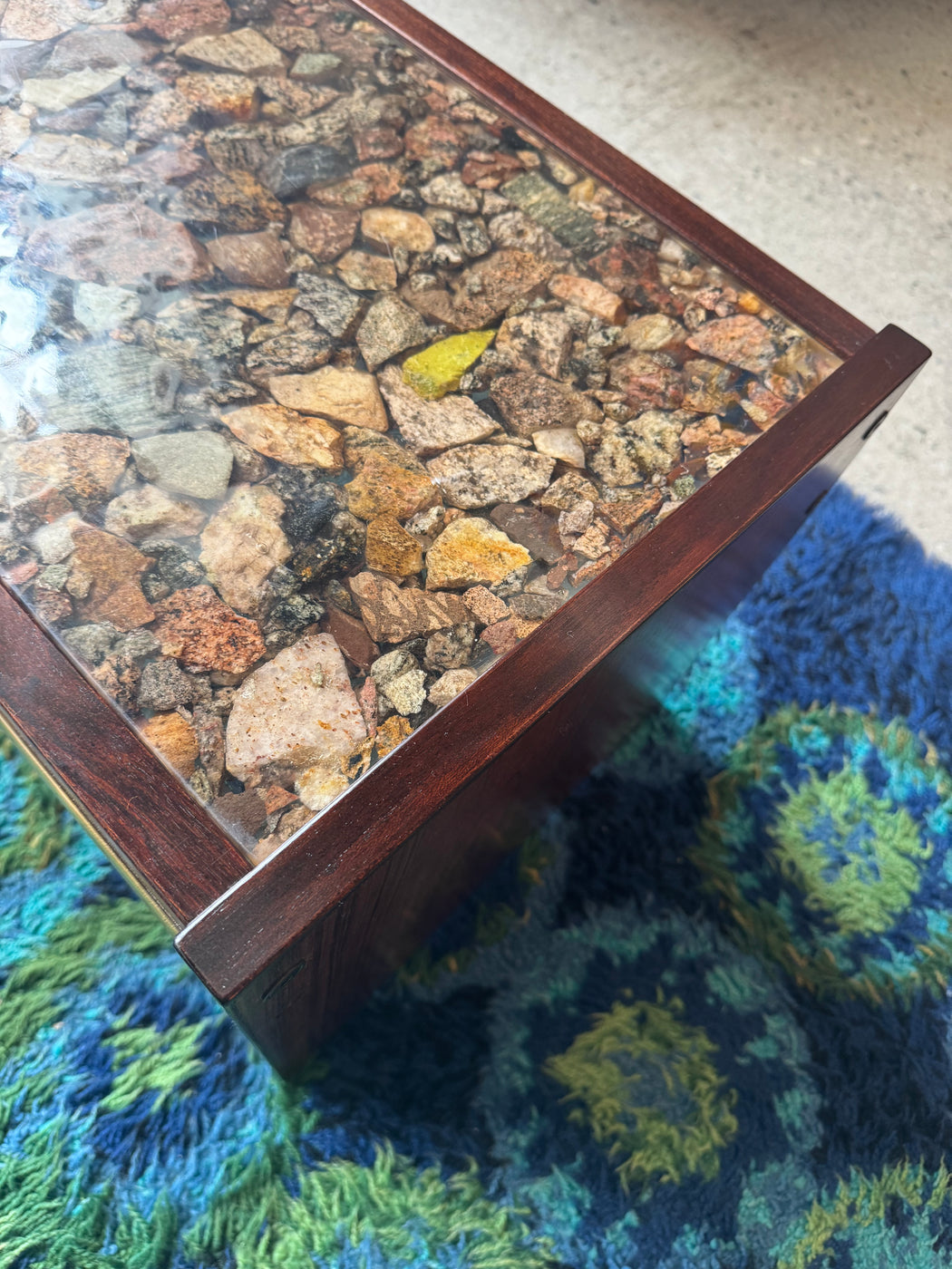 Rosewood + Glass Coffee Table