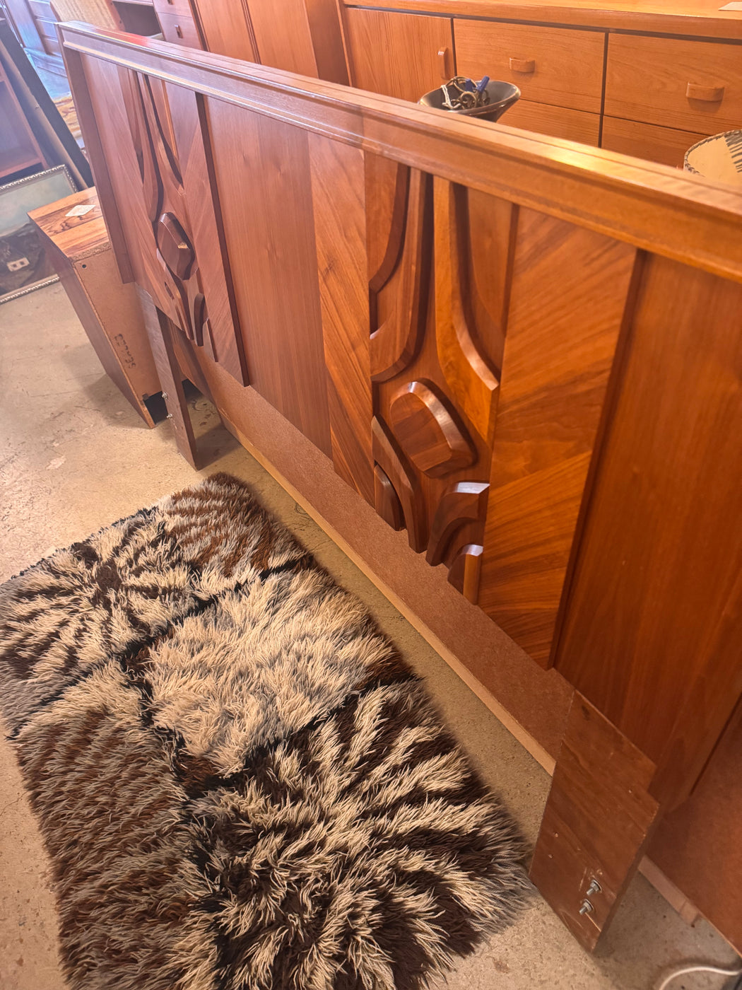 Walnut Brutalist Queen Headboard
