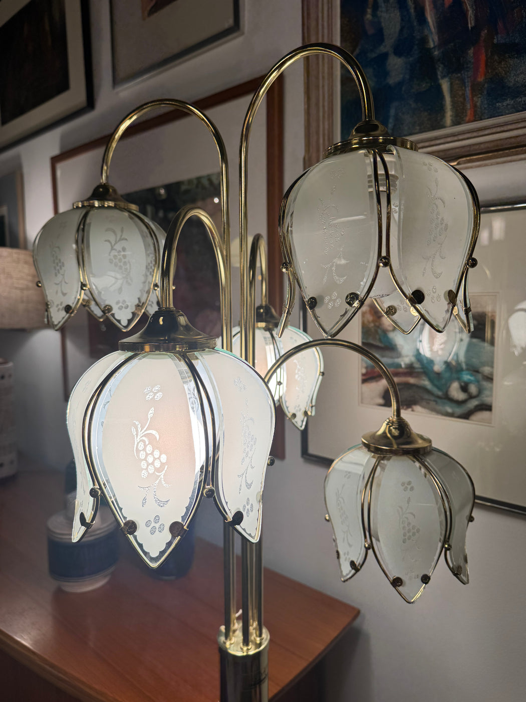 Vintage Brass Tulip Floor Lamp