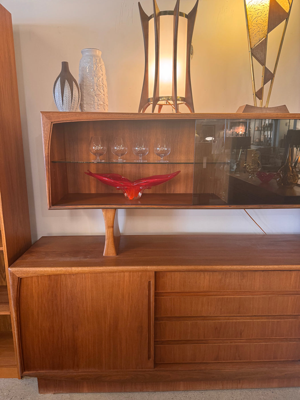 70s Danish Teak Credenza + Hutch