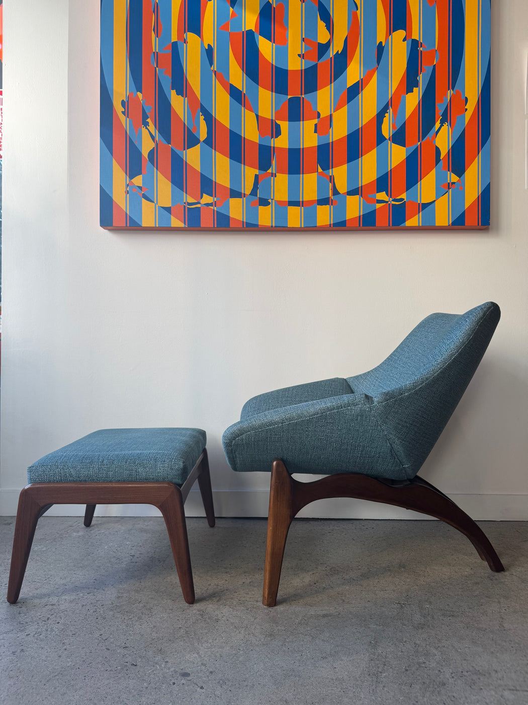 Vintage Atomic Chair + Ottoman