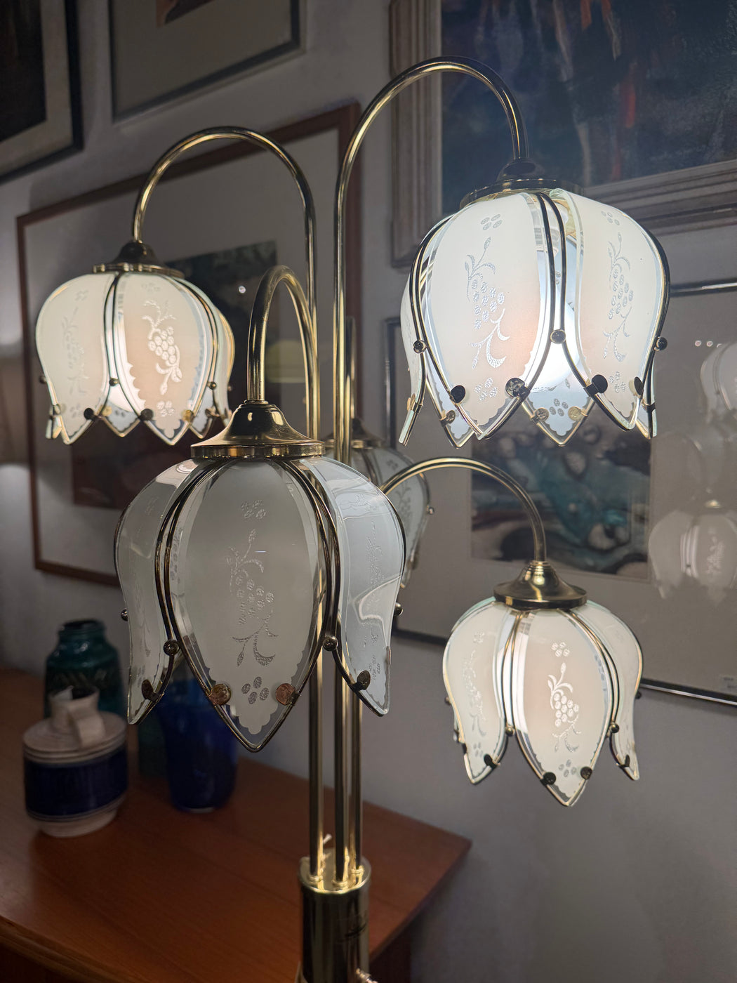 Vintage Brass Tulip Floor Lamp