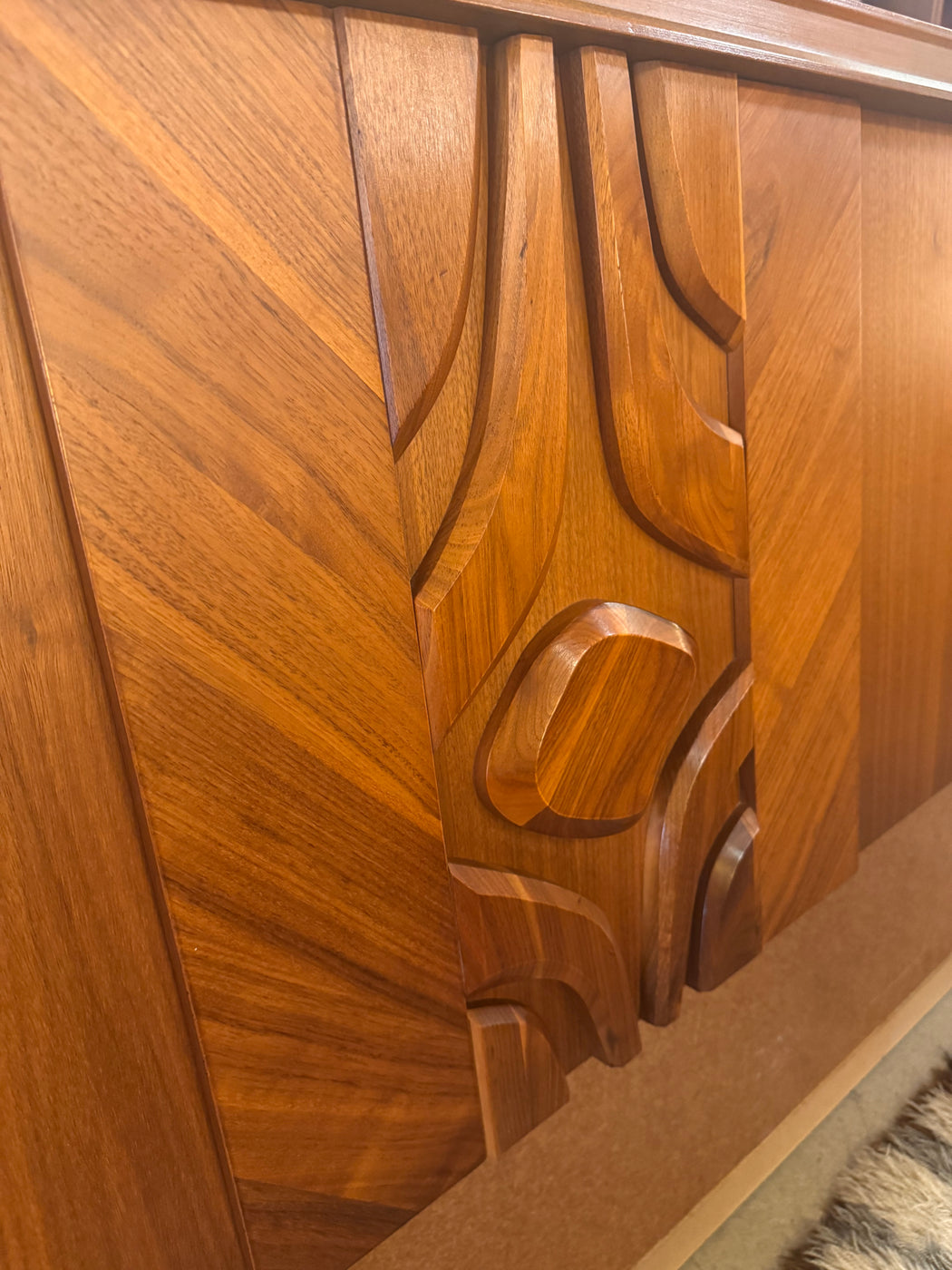 Walnut Brutalist Queen Headboard