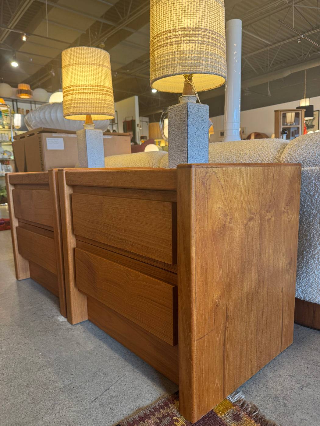 Teak Nightstands Pair