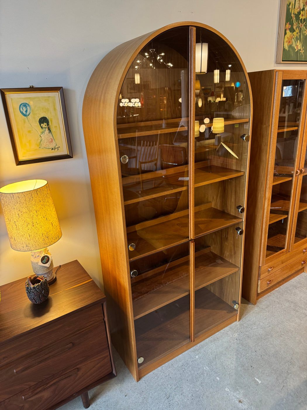 Vintage Teak Arched Cabinet