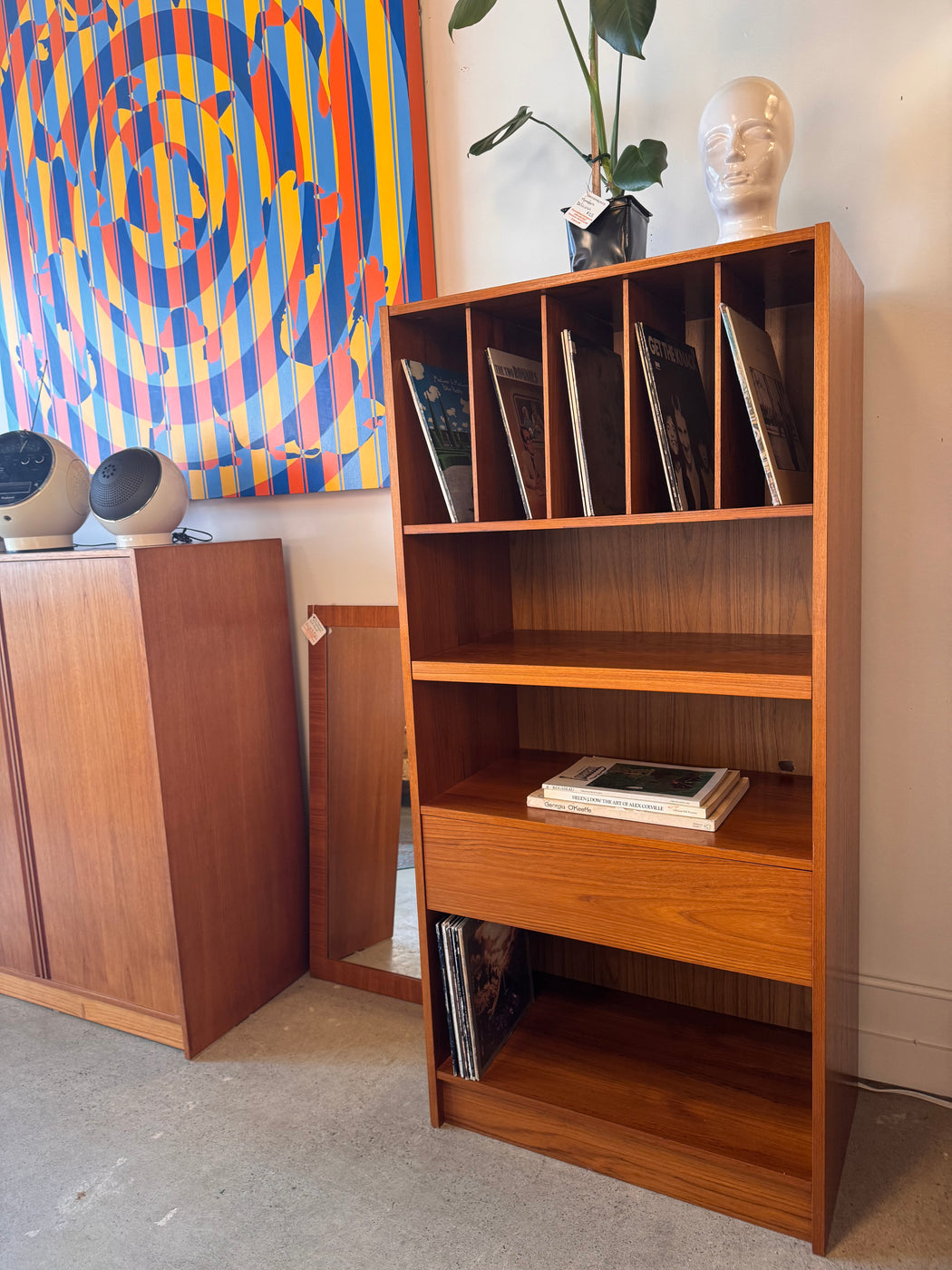Teak Record Shelf